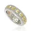Suzy Levian Sterling Silver Cubic Zirconia Yellow And White Modern Eternity Band