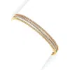 Suzy Levian Tri-tone Sterling Silver Cubic Zirconia Bracelet In Gold