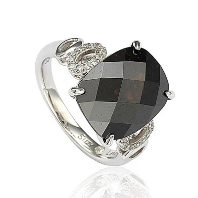 Suzy Levian Sterling Silver Dark Brown Cubic Zirconia Ring In Black