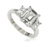 Suzy Levian Sterling Silver Emerald Cut 3.50cttw Cubic Zirconia 3-stone Engagement Ring In White