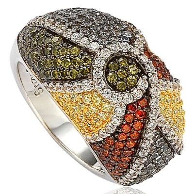 Suzy Levian Sterling Silver Exotic Cubic Zirconia Ring In Red