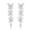 Suzy Levian Sterling Silver Gala White Cubic Zirconia Multi-cut Cluster Dangle Earrings In Silver