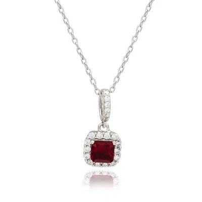 Suzy Levian Sterling Silver Green And White Cubic Zirconia Asscher Cut Pendant In Metallic
