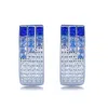 Suzy Levian Sterling Silver Invisible Set Blue White Cubic Zirconia Huggie Earrings In Blue