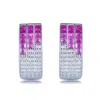 Suzy Levian Sterling Silver Invisible Set Blue White Cubic Zirconia Huggie Earrings In Metallic