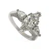 Suzy Levian Sterling Silver Marquise Cubic Zirconia Engagement Ring In White
