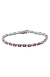 Suzy Levian Sterling Silver Oval Blue & White Sapphire Bracelet In Pink