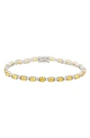 Suzy Levian Sterling Silver Oval-cut Yellow Sapphire Tennis Bracelet In Yellow