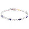 Suzy Levian Sterling Silver Oval-cut Pink Sapphire And Diamond Accent Tennis Bracelet In White