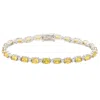 Suzy Levian Sterling Silver Oval-cut Yellow Sapphire Tennis Bracelet In Gold