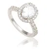 Suzy Levian Sterling Silver Oval White Cubic Zirconia Halo Ring