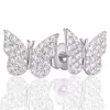 Suzy Levian Sterling Silver Pave Cubic Zirconia Butterfly Earrings In White