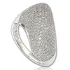 Suzy Levian Sterling Silver Pave Cubic Zirconia Diagonal Pave Ring In White
