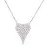 Suzy Levian Sterling Silver Cubic Zirconia Elongated Heart Pendant Necklace In White