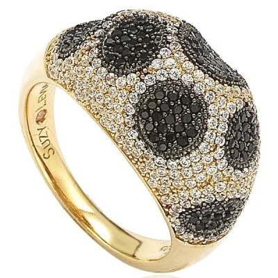 Suzy Levian Sterling Silver Pave Cubic Zirconia Ring In Black