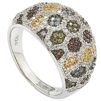 Suzy Levian Sterling Silver Pave Cubic Zirconia Ring In Gold