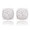 Suzy Levian Sterling Silver Pave Cubic Zirconia Square Cushion Stud Earrings In Silver