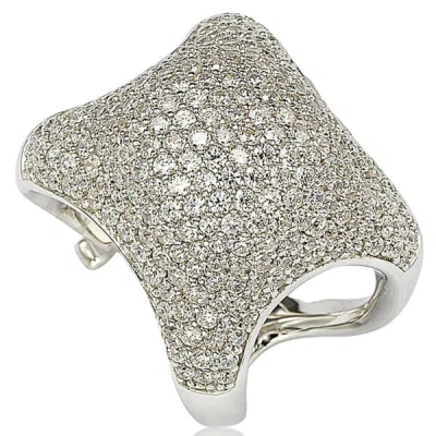 Suzy Levian Sterling Silver Pave Cubic Zirconia Standup Ring In Metallic