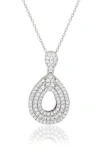 Suzy Levian Sterling Silver Pavé Cubic Zirconia Teardrop Pendant Necklace