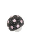 Suzy Levian Sterling Silver Pavé Cz Dome Ring In Black