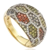Suzy Levian Sterling Silver Pave Multi-color Cubic Zirconia Ring In Gold