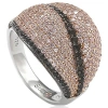 Suzy Levian Sterling Silver Pave Pink & Black Cubic Zirconia Ring In Black