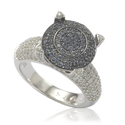 Suzy Levian Sterling Silver Pave Yellow Cubic Zirconia Ring In Metallic