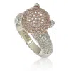 Suzy Levian Sterling Silver Pave Yellow Cubic Zirconia Ring In Metallic