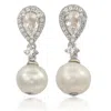 Suzy Levian Sterling Silver Cultured Freshwater Pearl Drop Earrings In Silver
