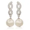 Suzy Levian Sterling Silver Freshwater Pearl Drop Earrings In White