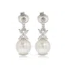 Suzy Levian Sterling Silver Pearl & White Sapphire Floral Earrings In White