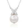 Suzy Levian Silver 0.02 Ct. Tw. Diamond & Created White Sapphire Necklace In Black