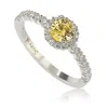 Suzy Levian Halo Yellow Sapphire Bridal Ring In Brown
