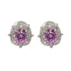Suzy Levian Sterling Silver Pink Sapphire 0.66cttw Halo Stud Earrings In Purple
