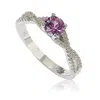 Suzy Levian Sterling Silver & Pink Sapphire Crossover Ring In Purple