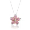 Suzy Levian Sterling Silver Pink Sapphire And Created White Sapphire Large Flower Pendant In Metallic