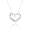 Suzy Levian Silver 0.02 Ct. Tw. Diamond & White Topaz Heart Pendant In Metallic