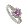 Suzy Levian Sterling Silver Pink Sapphire Center Stone & Lab Grown White Sapphire Ring In Purple