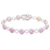 Suzy Levian Sterling Silver Sapphire And Diamond Accent Tennis Bracelet In Pink
