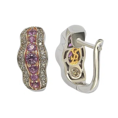 Suzy Levian Sterling Silver Pink Sapphire And Diamond Accent Earrings