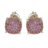 Suzy Levian Sterling Silver Pink Sapphire & Diamond Accent Pave Cluster Earrings In Pink