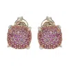 Suzy Levian Sterling Silver Pink Sapphire & Diamond Accent Pave Cluster Earrings In Purple
