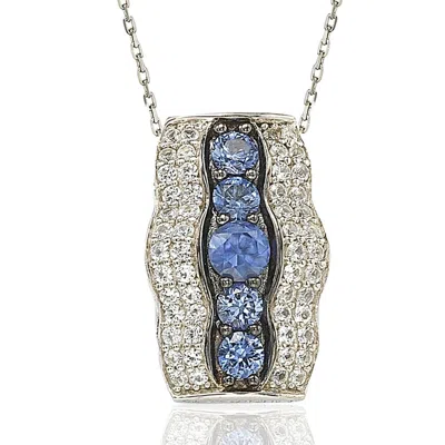 SUZY LEVIAN STERLING SILVER PINK SAPPHIRE AND DIAMOND ACCENT WAVY PENDANT