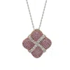 Suzy Levian Sterling Silver Pink Sapphire & Diamond Wrapped Cushion Pendant In Purple