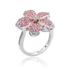 Suzy Levian Silver 0.02 Ct. Tw. Diamond & Gemstone Flower Ring In Metallic