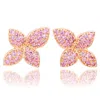 Suzy Levian Sterling Silver Pink Sapphire Flower Earrings In Gold