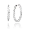 Suzy Levian Sterling Silver Pink Sapphire Gladiator Hoop Earrings In Metallic