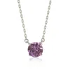 Suzy Levian Sterling Silver Pink Sapphire Solitaire Necklace In Pink