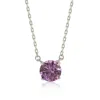 Suzy Levian Sterling Silver Pink Sapphire Solitaire Necklace In Purple