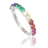 Suzy Levian Sterling Silver Rainbow Cubic Zirconia Half Band In Pink